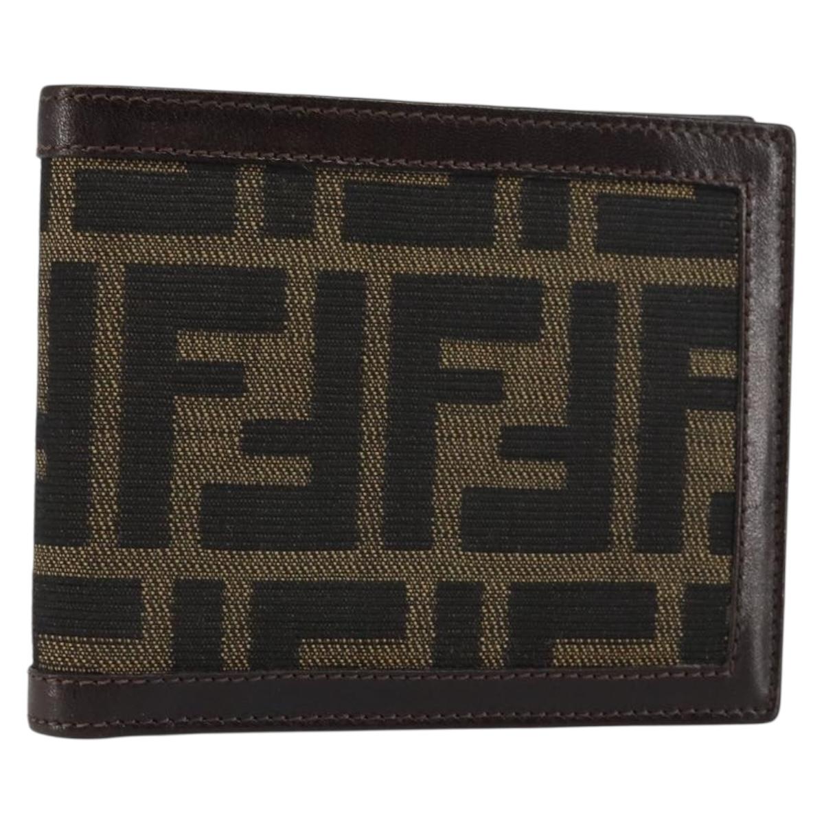FENDI Zucca Canvas Wallet Black Brown Auth am10042V