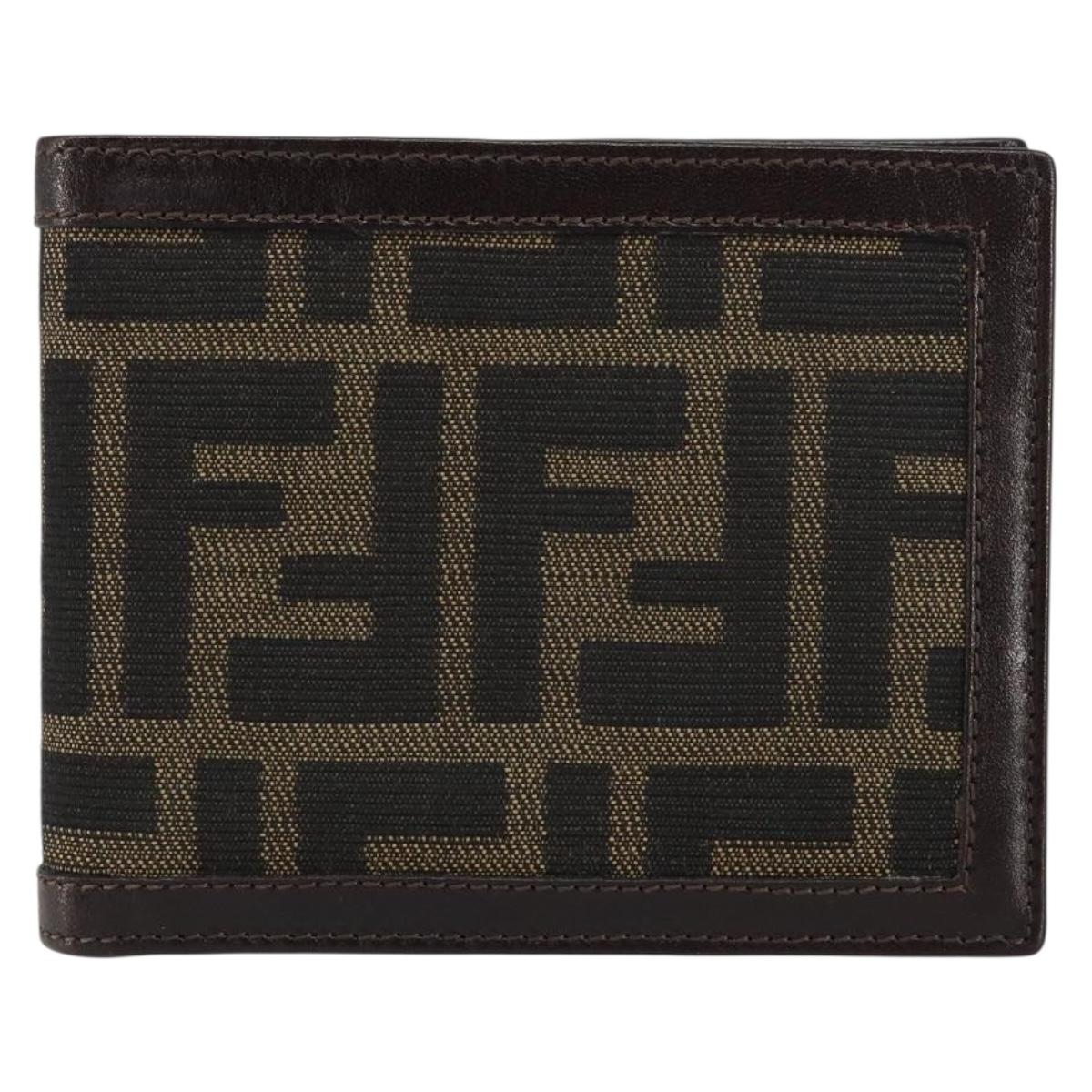 FENDI Zucca Canvas Wallet Black Brown Auth am10042V