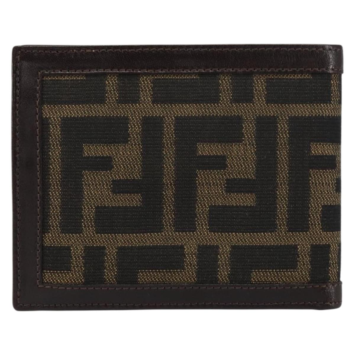FENDI Zucca Canvas Wallet Black Brown Auth am10042V