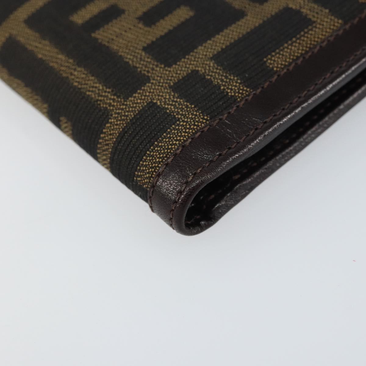 FENDI Zucca Canvas Wallet Black Brown Auth am10042V