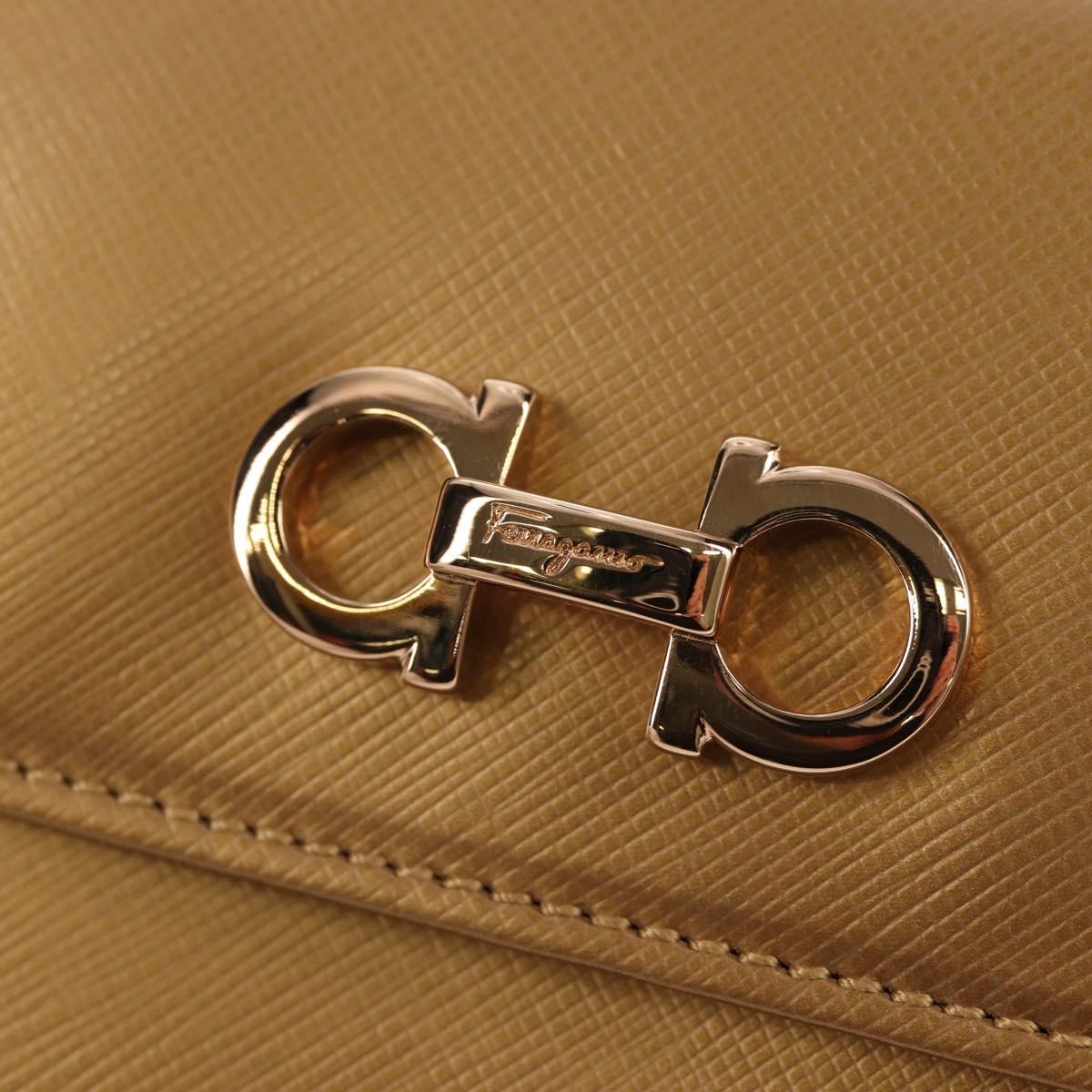 Salvatore Ferragamo Gancini Wallet Leather Gold Auth am10043V