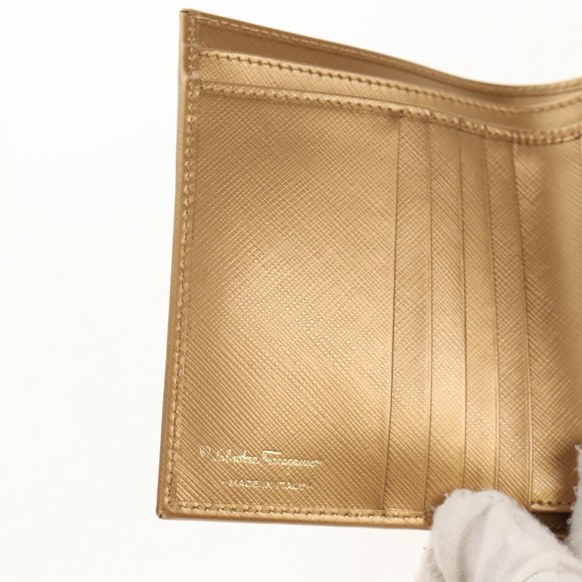 Salvatore Ferragamo Gancini Wallet Leather Gold Auth am10043V
