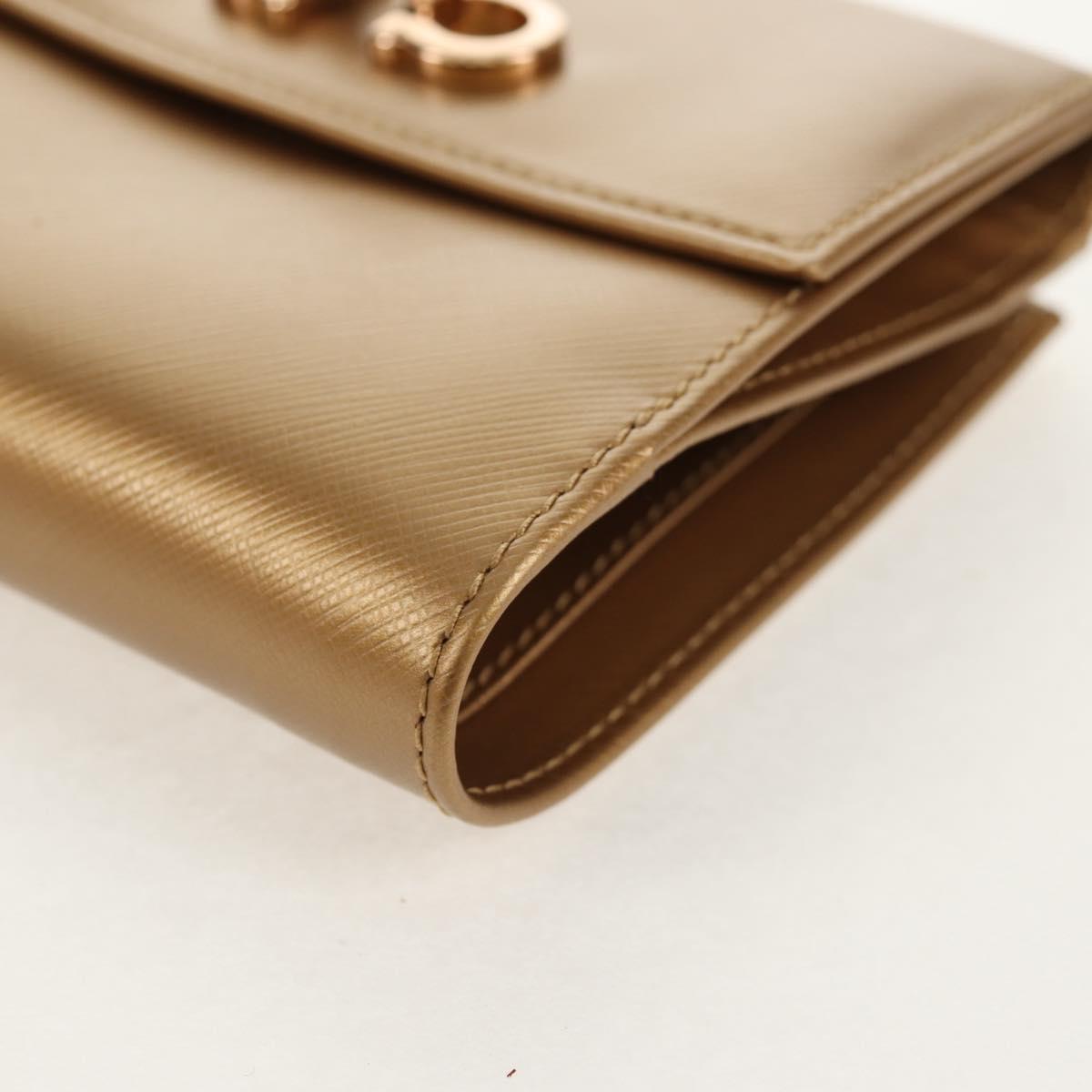 Salvatore Ferragamo Gancini Wallet Leather Gold Auth am10043V