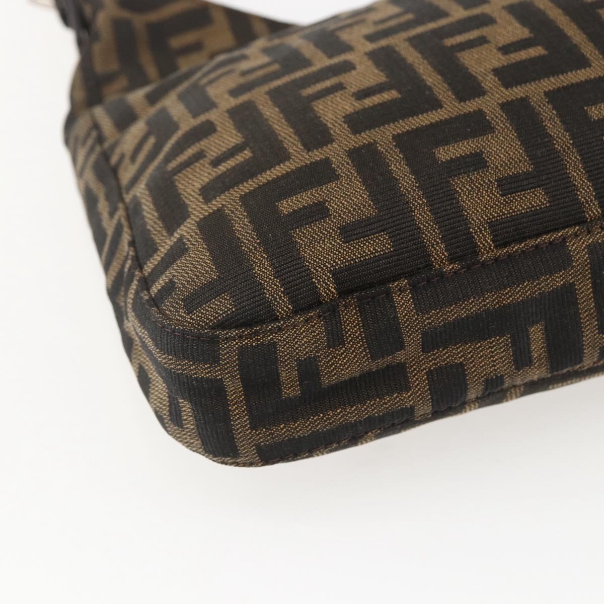 FENDI Zucca Canvas Mamma Baguette Shoulder Bag Black Brown Auth am10048V