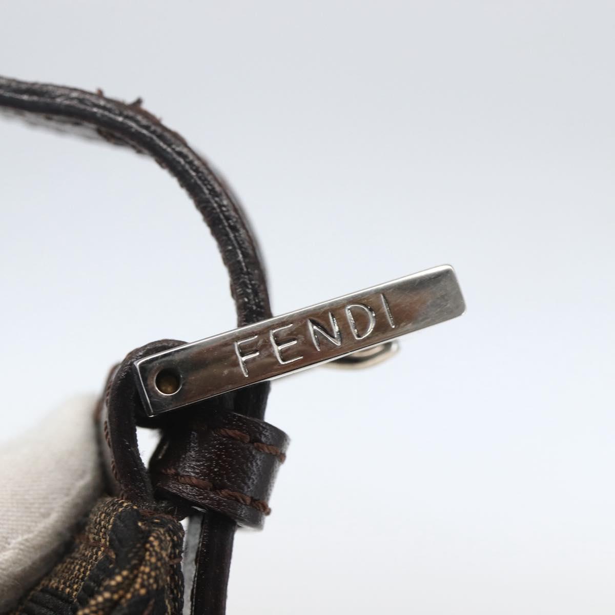 FENDI Zucca Canvas Mamma Baguette Shoulder Bag Black Brown Auth am10048V