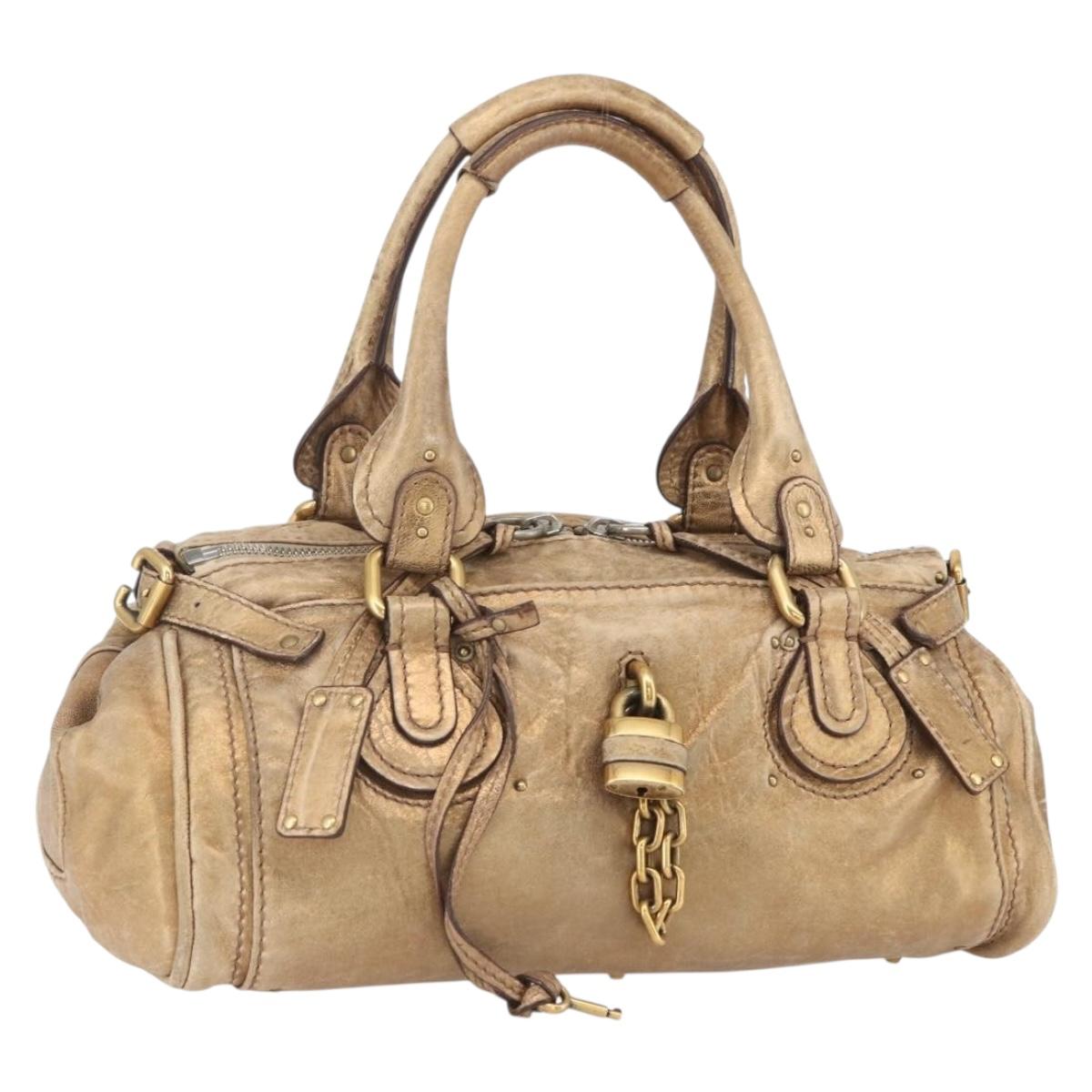Chloe Paddington Hand Bag Leather Gold Auth am10050V