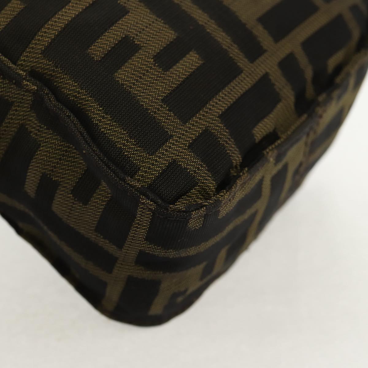 FENDI Zucca Canvas Shoulder Bag Black Brown Auth am10053