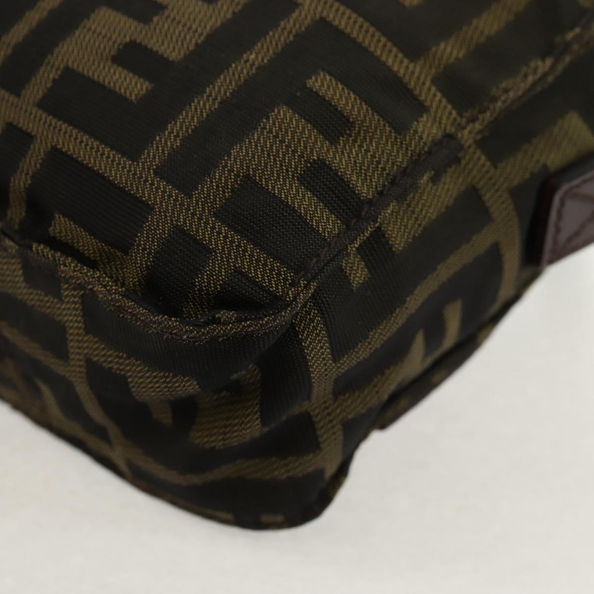 FENDI Zucca Canvas Shoulder Bag Black Brown Auth am10053