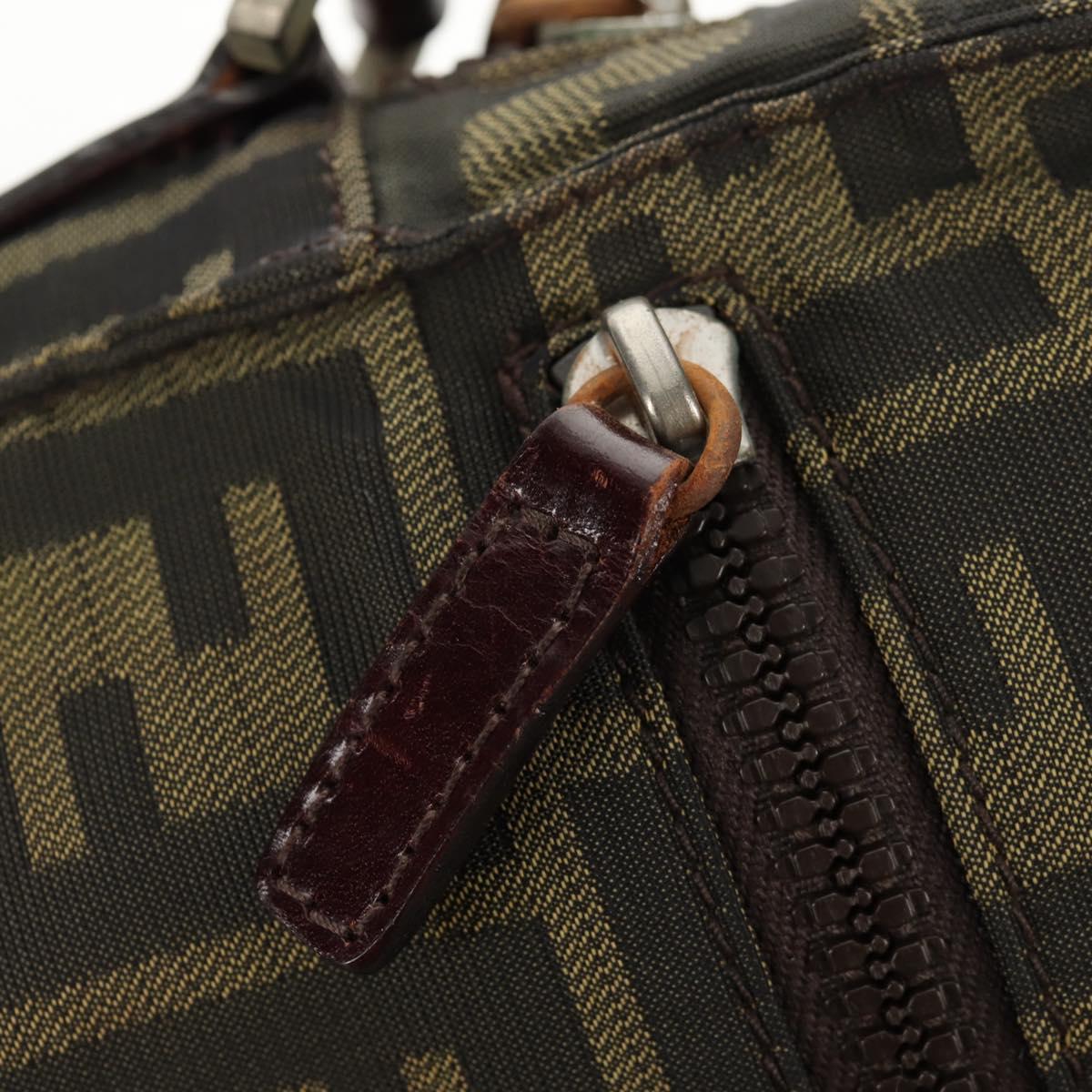 FENDI Zucca Canvas Shoulder Bag Black Brown Auth am10053