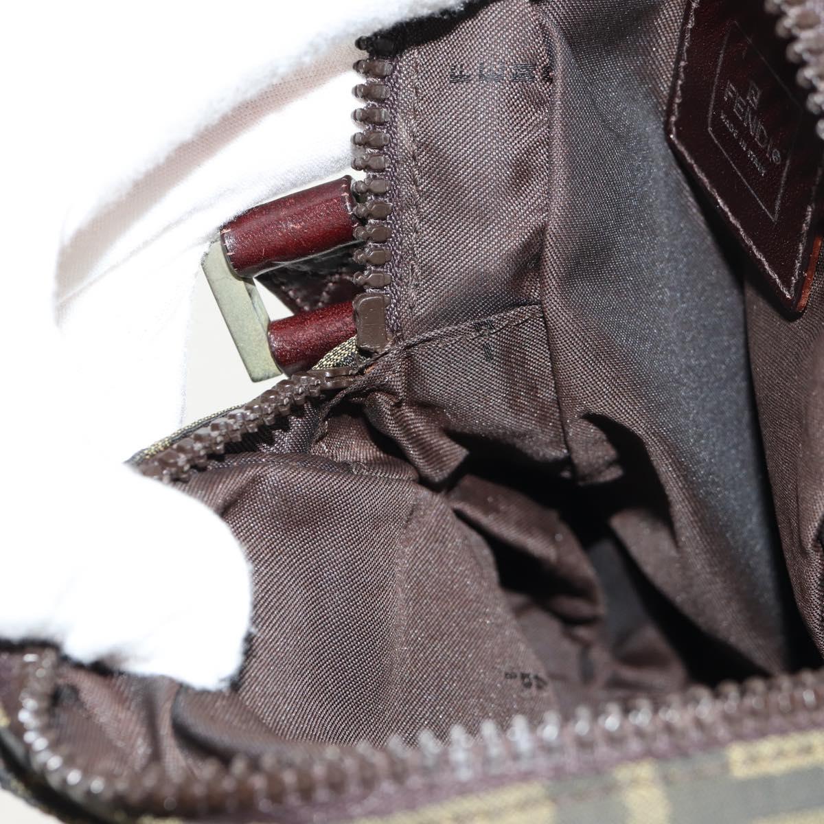 FENDI Zucca Canvas Shoulder Bag Black Brown Auth am10053