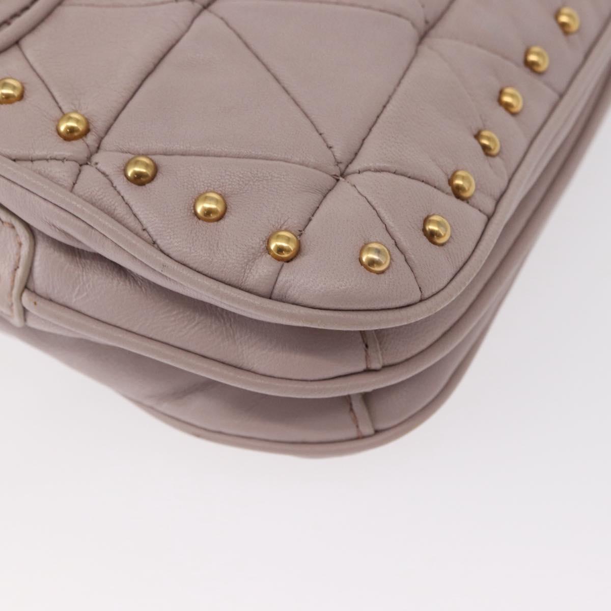 Miu Miu Studs Turn Lock Shoulder Bag Leather Purple Gold Auth am10057V