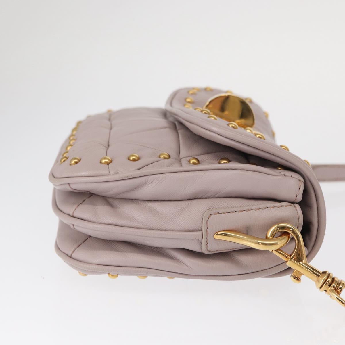 Miu Miu Studs Turn Lock Shoulder Bag Leather Purple Gold Auth am10057V
