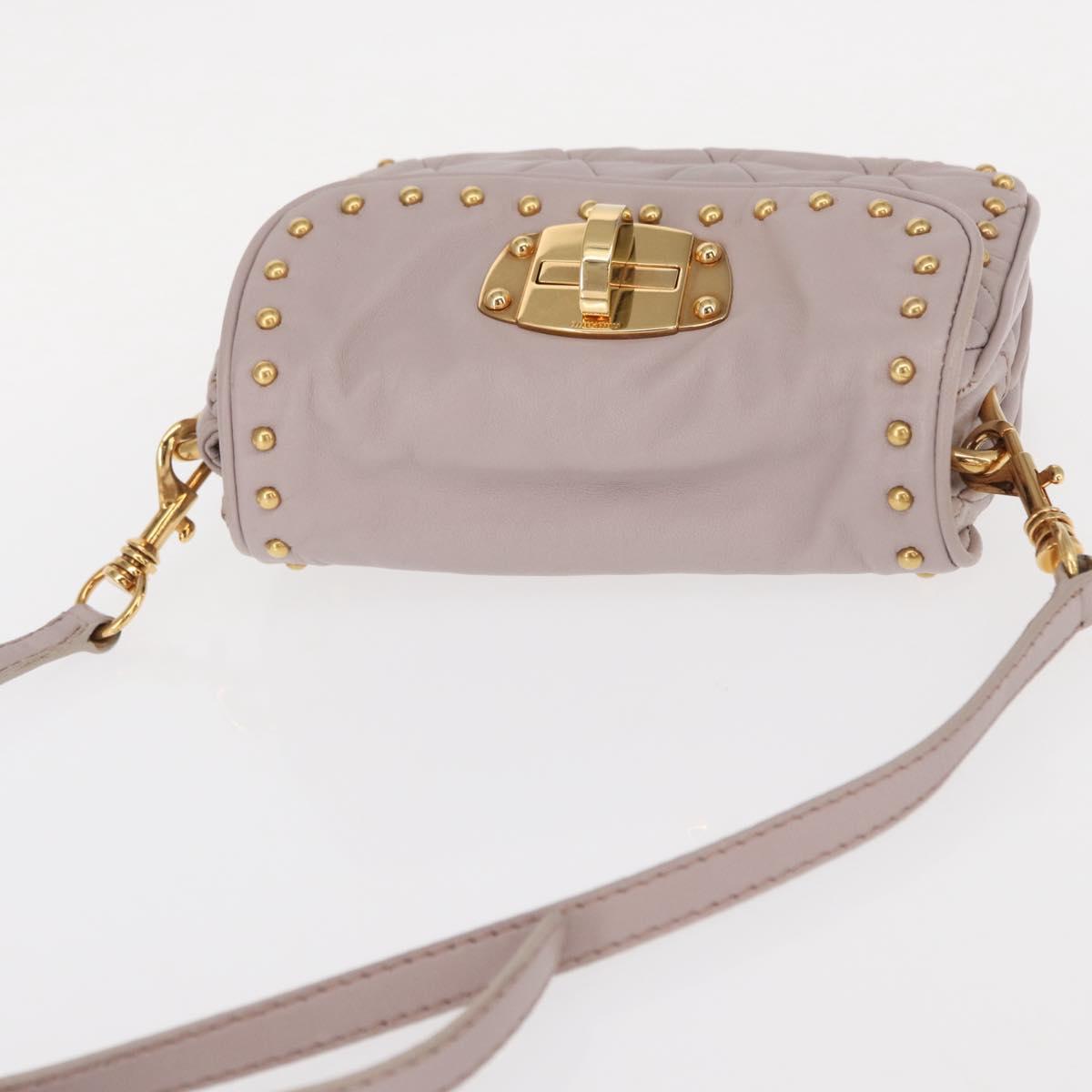 Miu Miu Studs Turn Lock Shoulder Bag Leather Purple Gold Auth am10057V