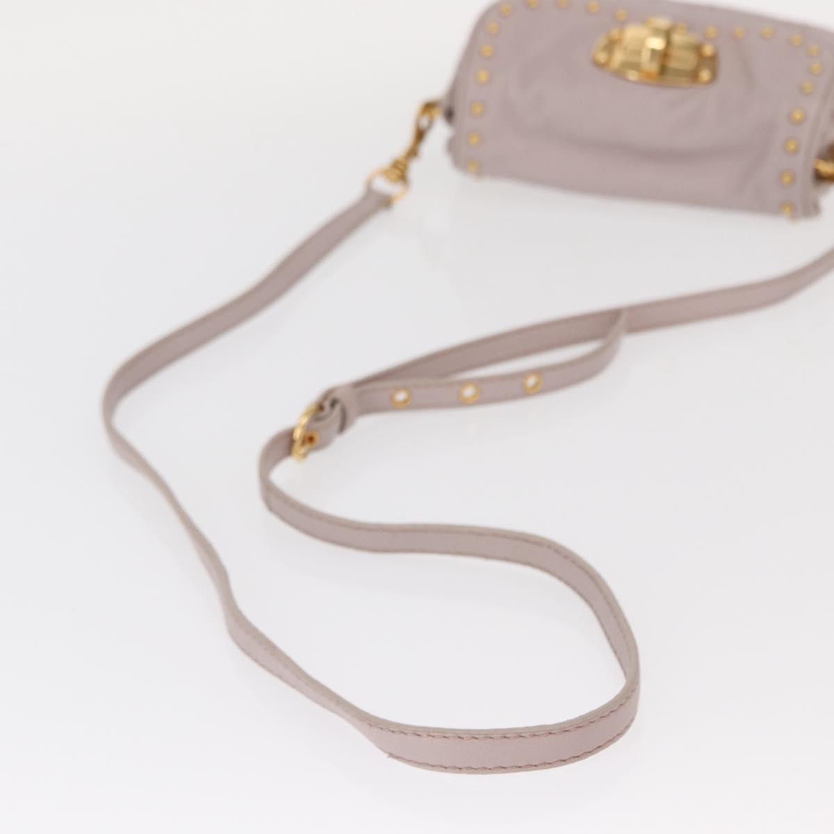 Miu Miu Studs Turn Lock Shoulder Bag Leather Purple Gold Auth am10057V