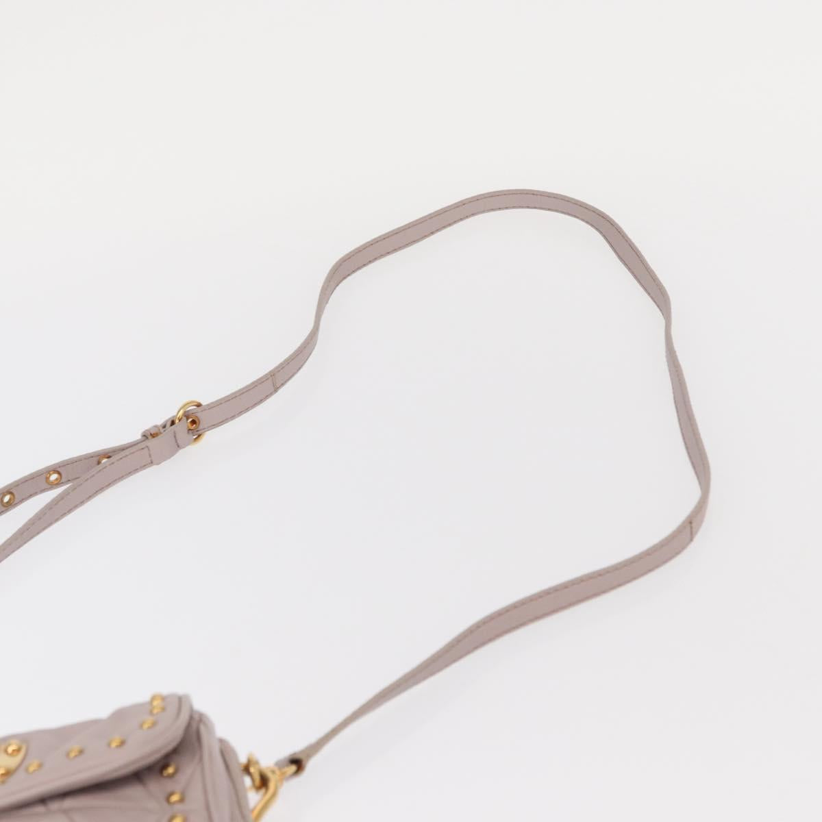 Miu Miu Studs Turn Lock Shoulder Bag Leather Purple Gold Auth am10057V