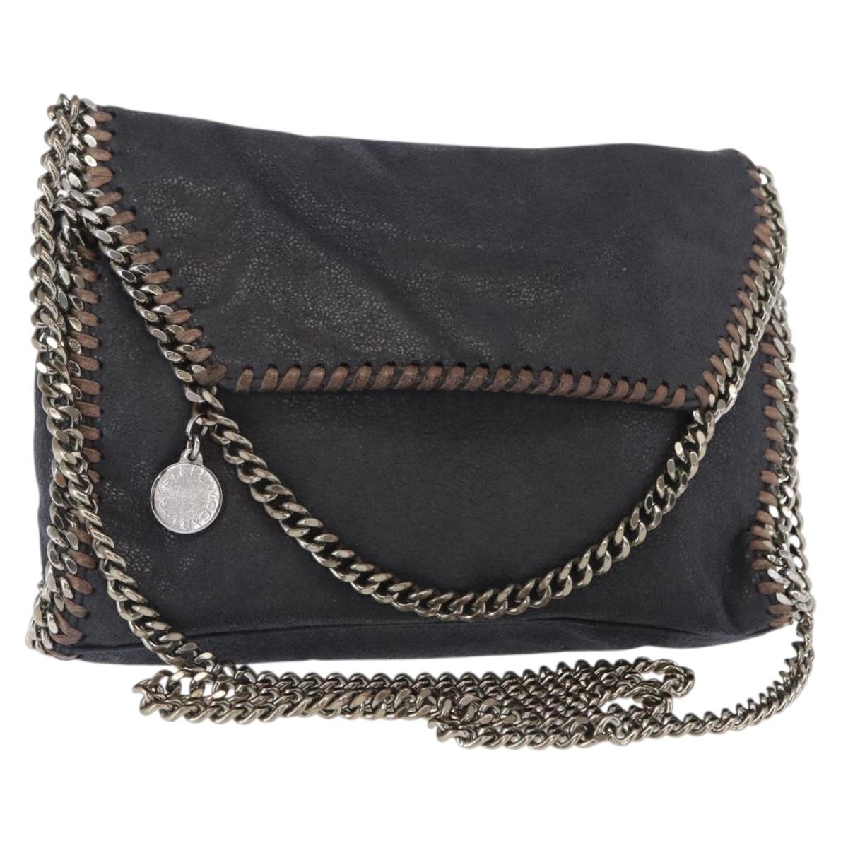Stella MacCartney Chain Falabella Bag polyester Navy Silver 364519 Auth am10062V