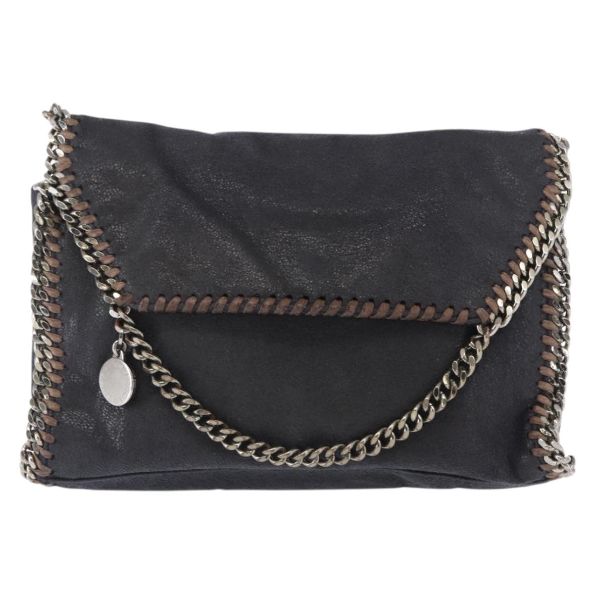 Stella MacCartney Chain Falabella Bag polyester Navy Silver 364519 Auth am10062V