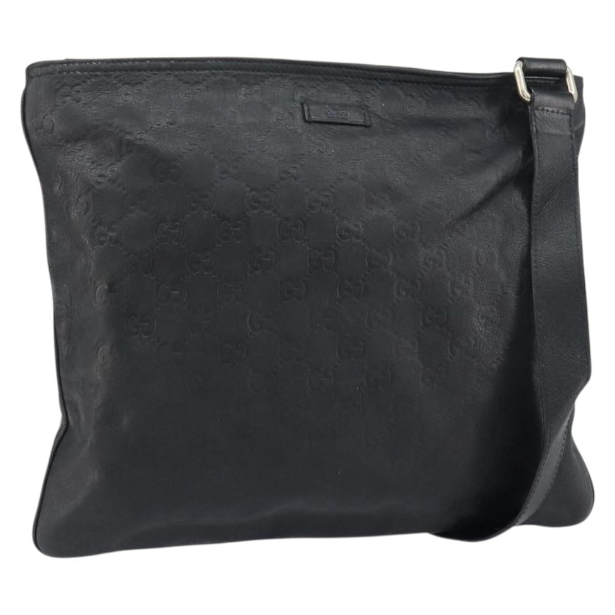 GUCCI GG Canvas Guccissima Shoulder Bag Leather Black Gold 201446 Auth am10066