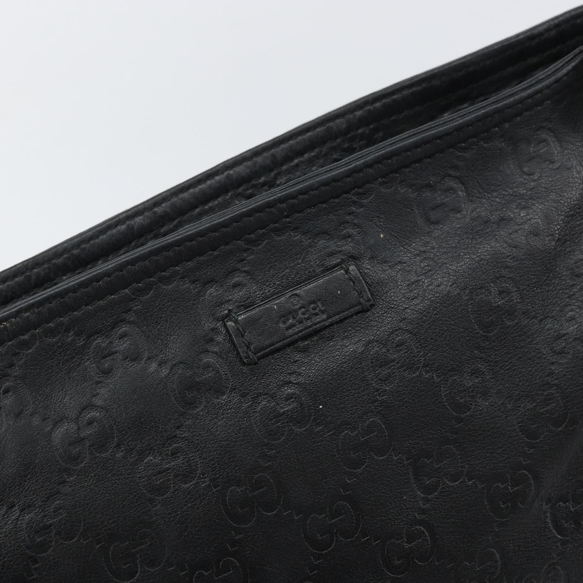GUCCI GG Canvas Guccissima Shoulder Bag Leather Black Gold 201446 Auth am10066