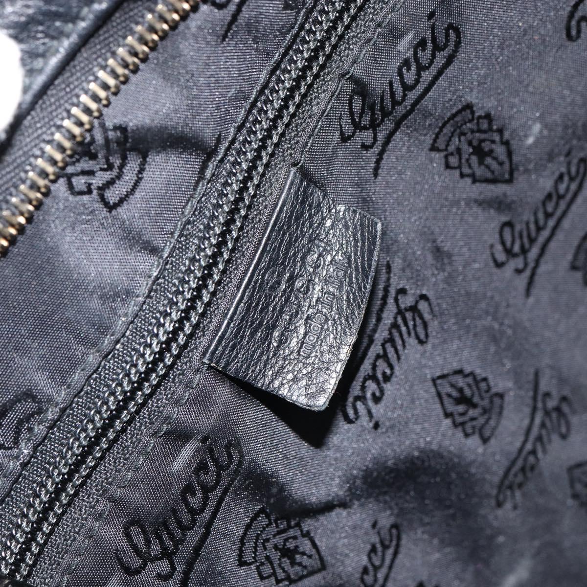 GUCCI GG Canvas Guccissima Shoulder Bag Leather Black Gold 201446 Auth am10066