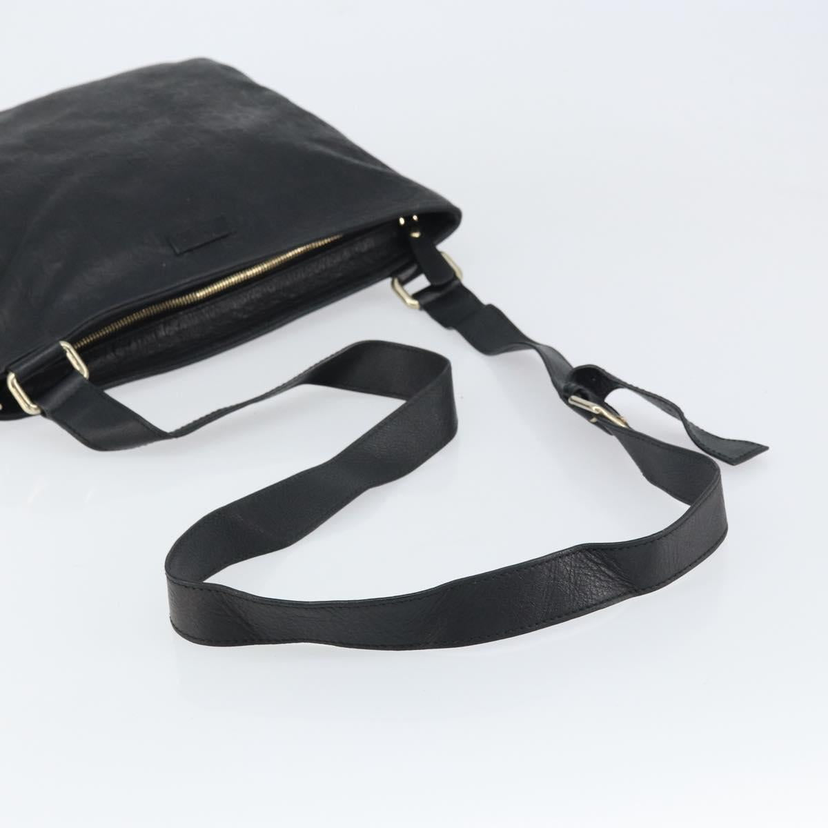 GUCCI GG Canvas Guccissima Shoulder Bag Leather Black Gold 201446 Auth am10066