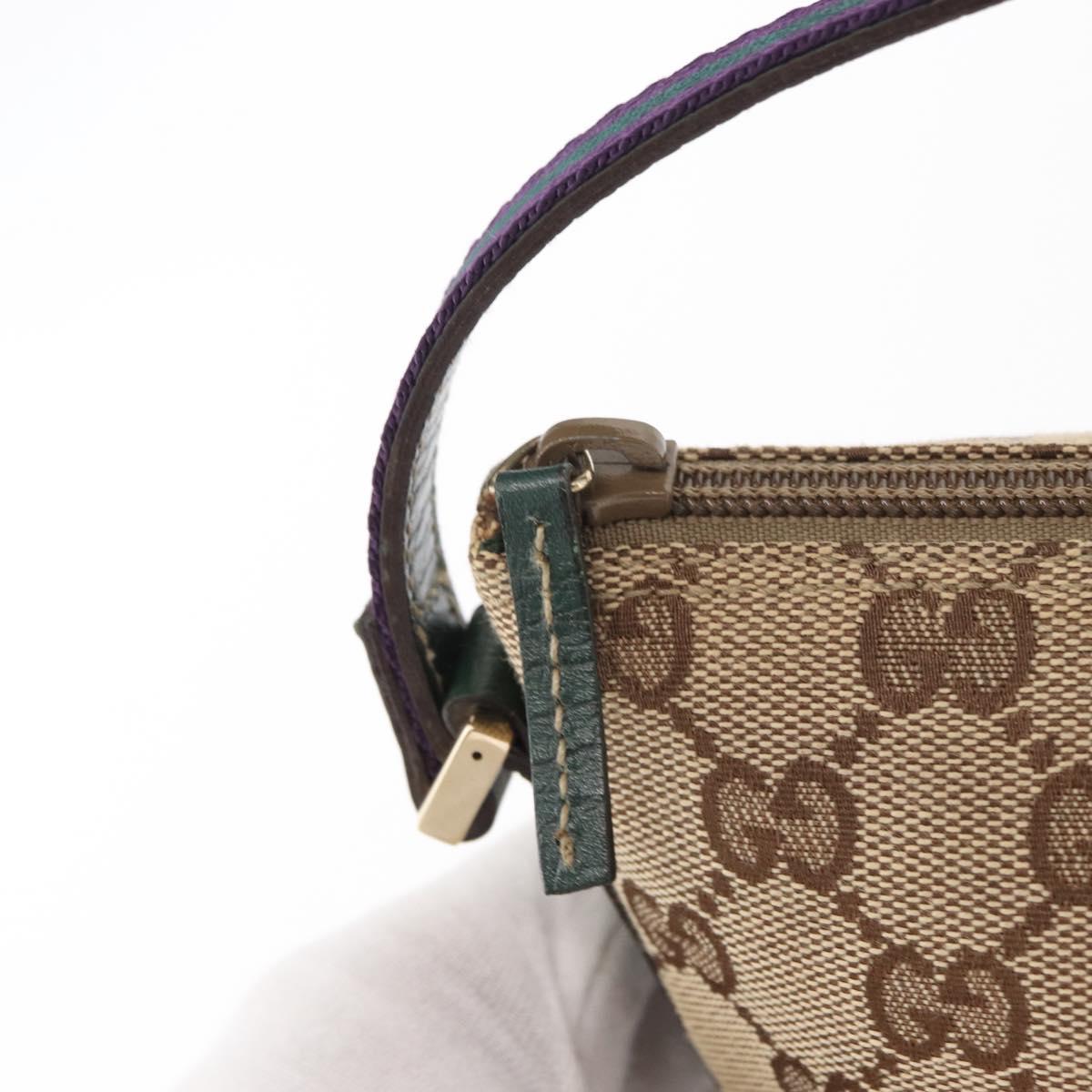 GUCCI GG Canvas Sherry Line Hand Bag Beige Gold 141809 Auth am10067V