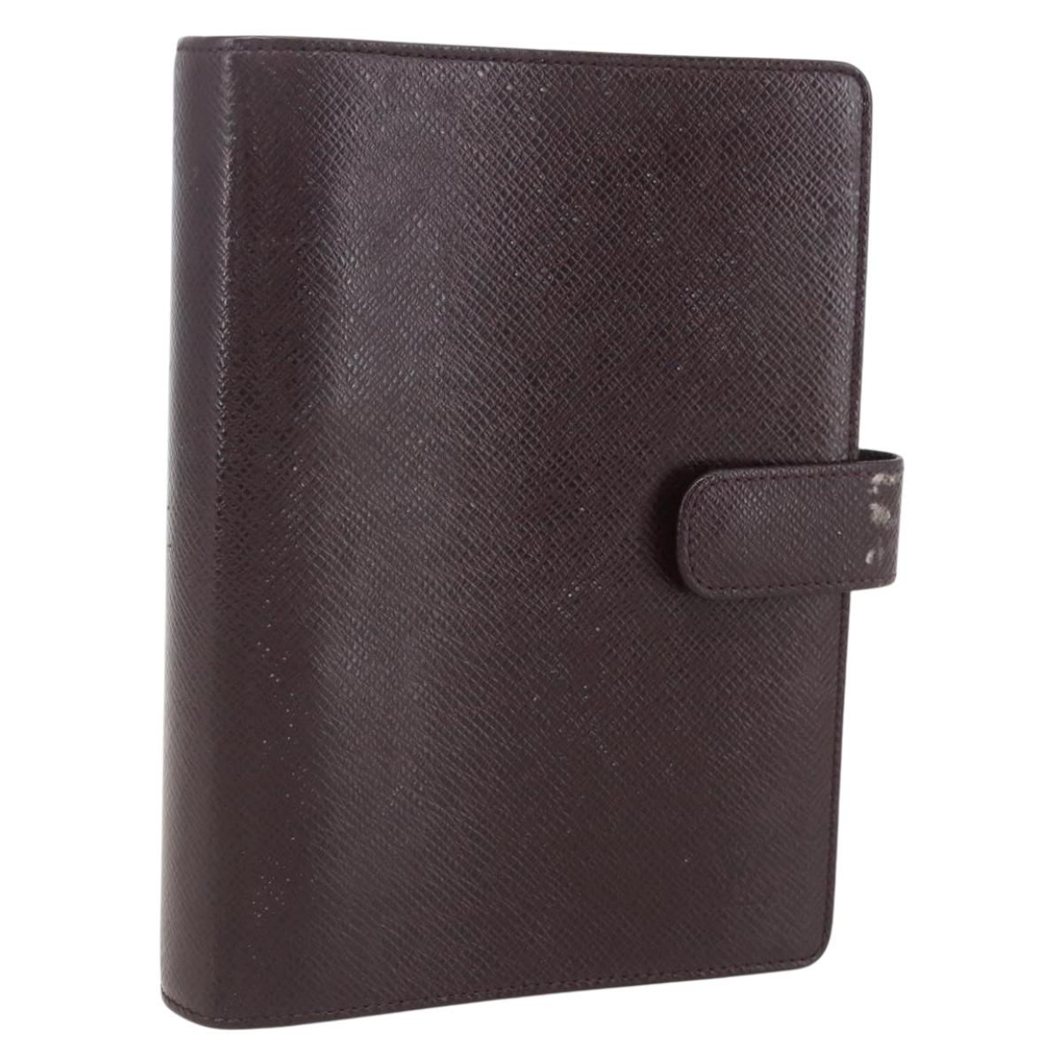 LOUIS VUITTON Taiga Agenda MM Day Planner Cover Acajou R20416 LV Auth am10073