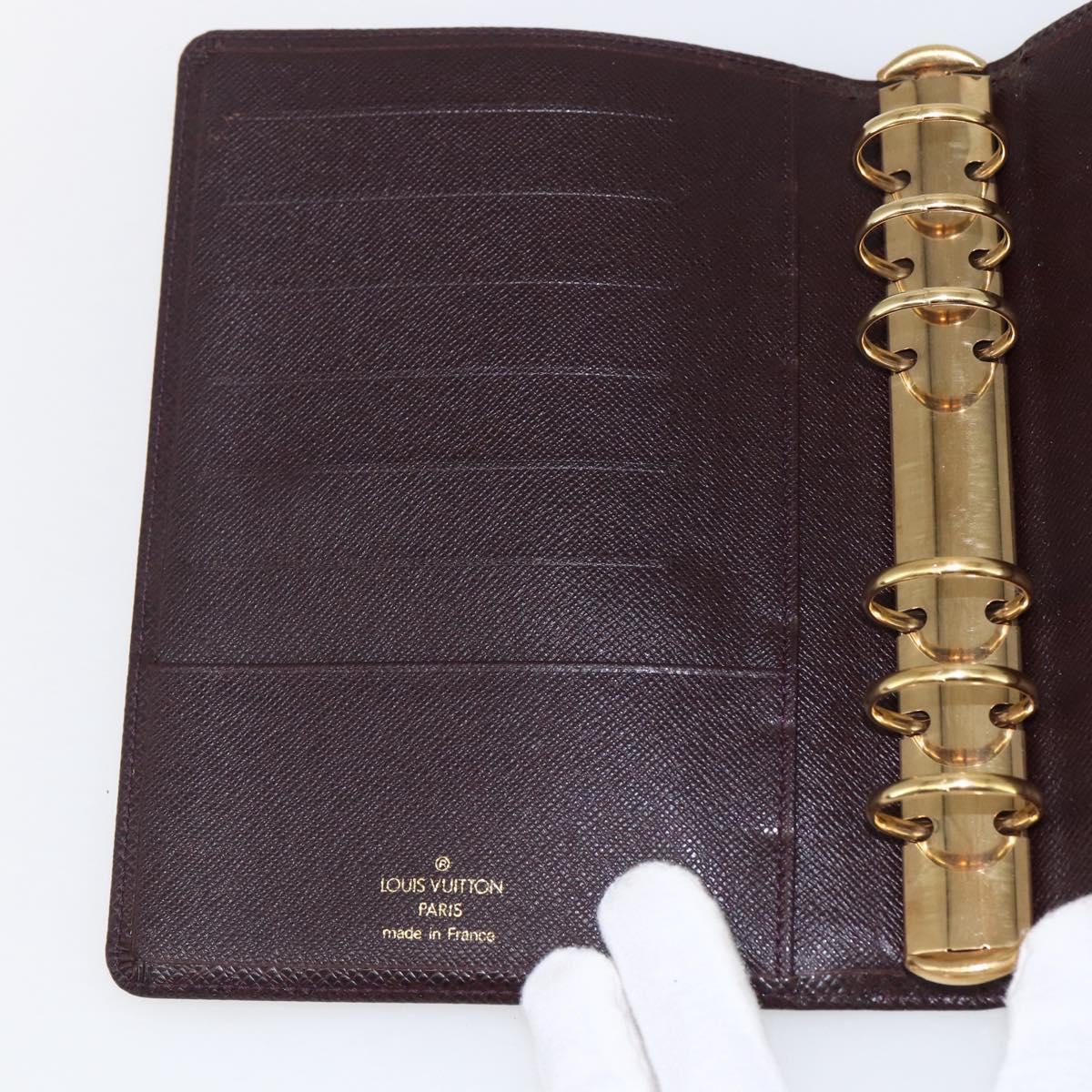 LOUIS VUITTON Taiga Agenda MM Day Planner Cover Acajou R20416 LV Auth am10073