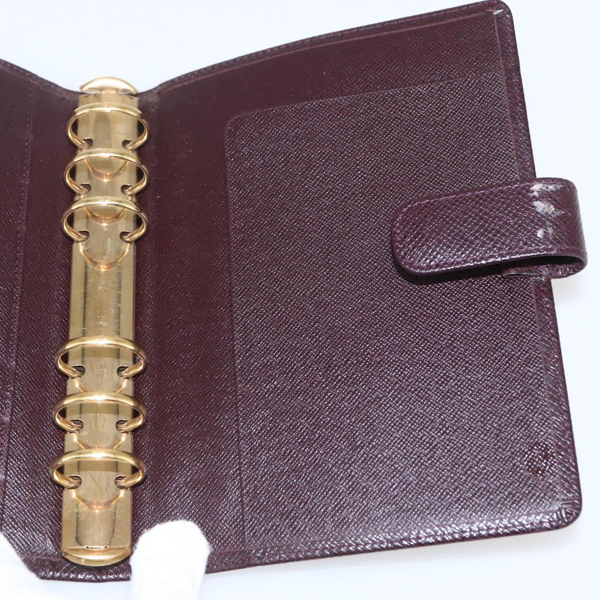 LOUIS VUITTON Taiga Agenda MM Day Planner Cover Acajou R20416 LV Auth am10073