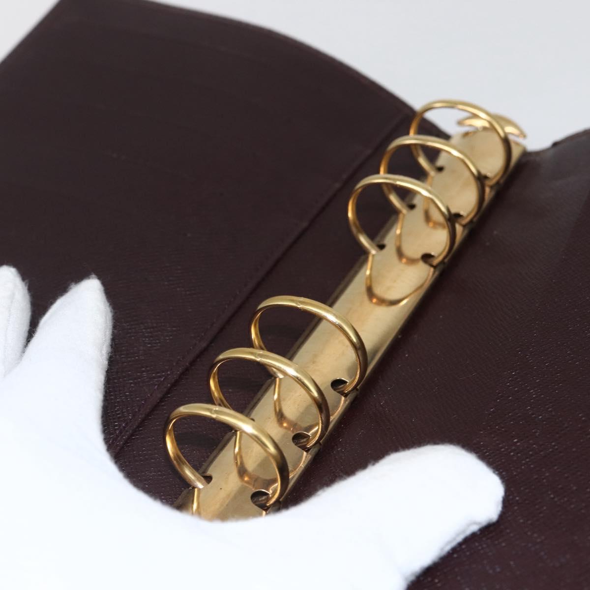 LOUIS VUITTON Taiga Agenda MM Day Planner Cover Acajou R20416 LV Auth am10073