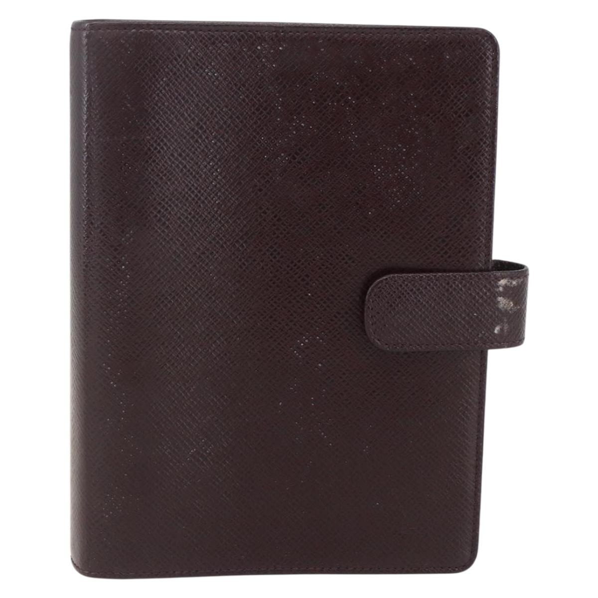 LOUIS VUITTON Taiga Agenda MM Day Planner Cover Acajou R20416 LV Auth am10073