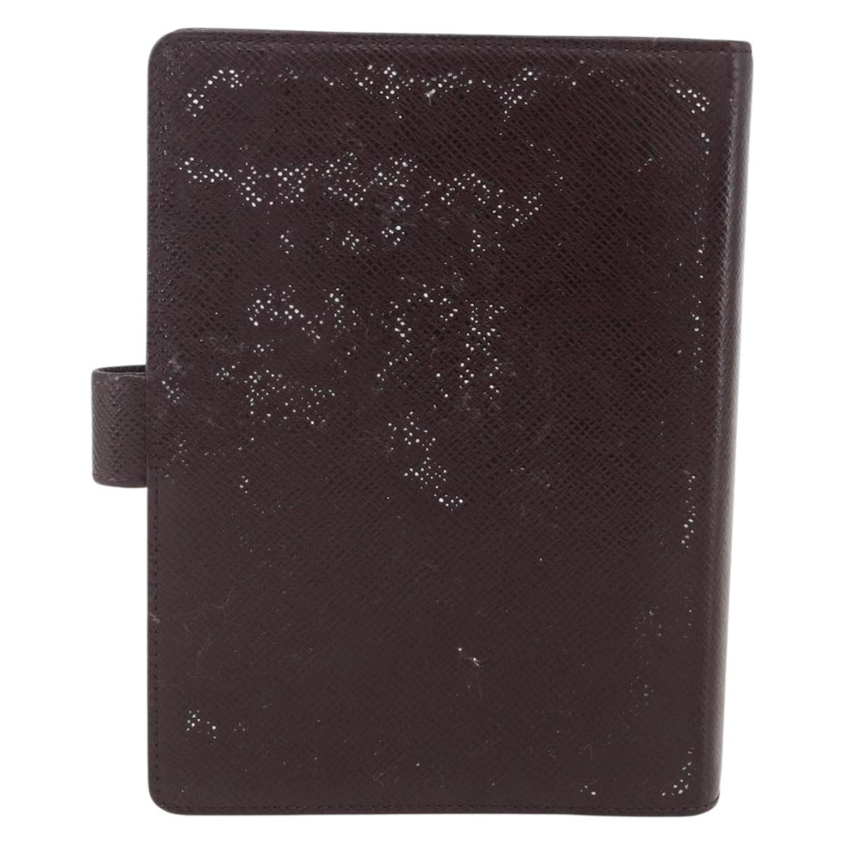 LOUIS VUITTON Taiga Agenda MM Day Planner Cover Acajou R20416 LV Auth am10073