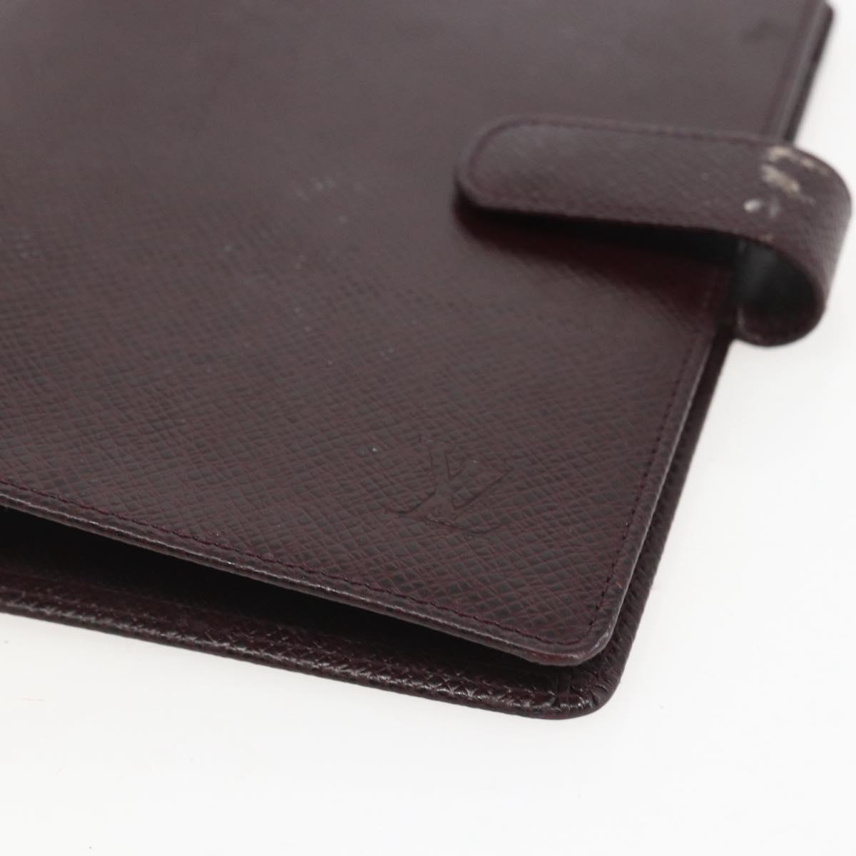 LOUIS VUITTON Taiga Agenda MM Day Planner Cover Acajou R20416 LV Auth am10073