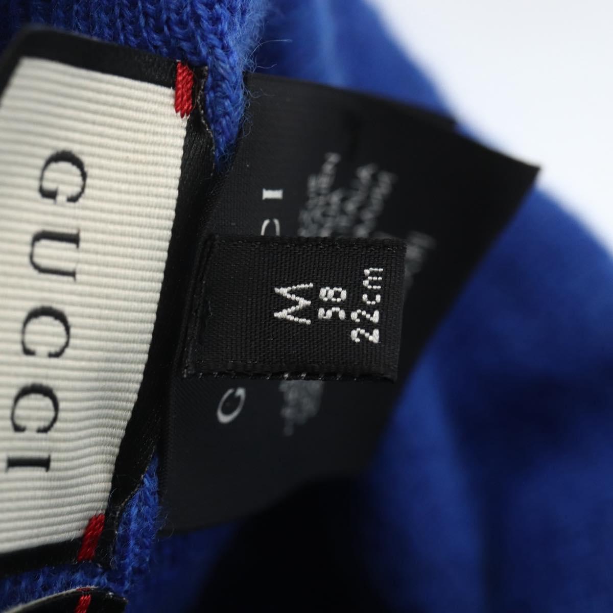 GUCCI NY Knitted Fabrics Hat Wool Blue Auth am10088V