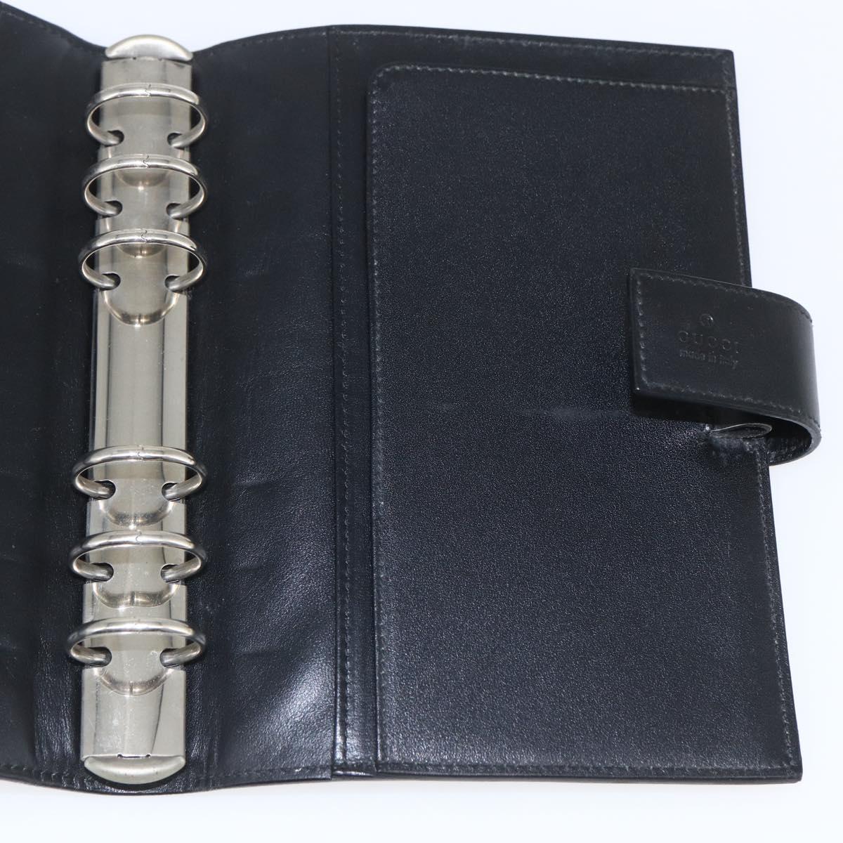GUCCI Day Planner Cover Leather Black 031 2118 0915 Auth am10095