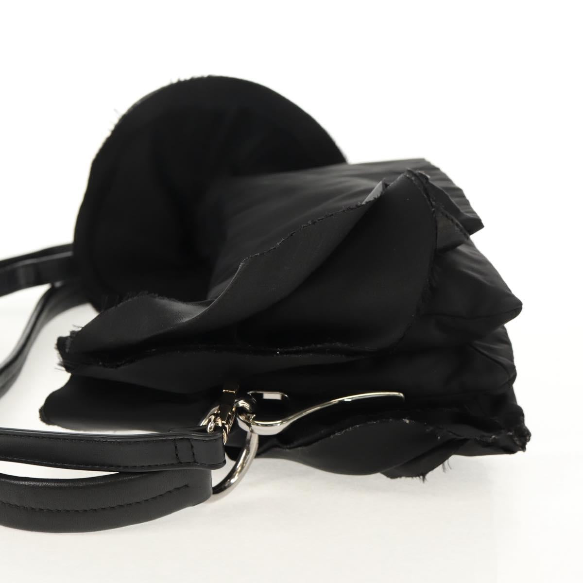 PRADA Frill Hand Bag Nylon 2way Silver Black Auth am10099V