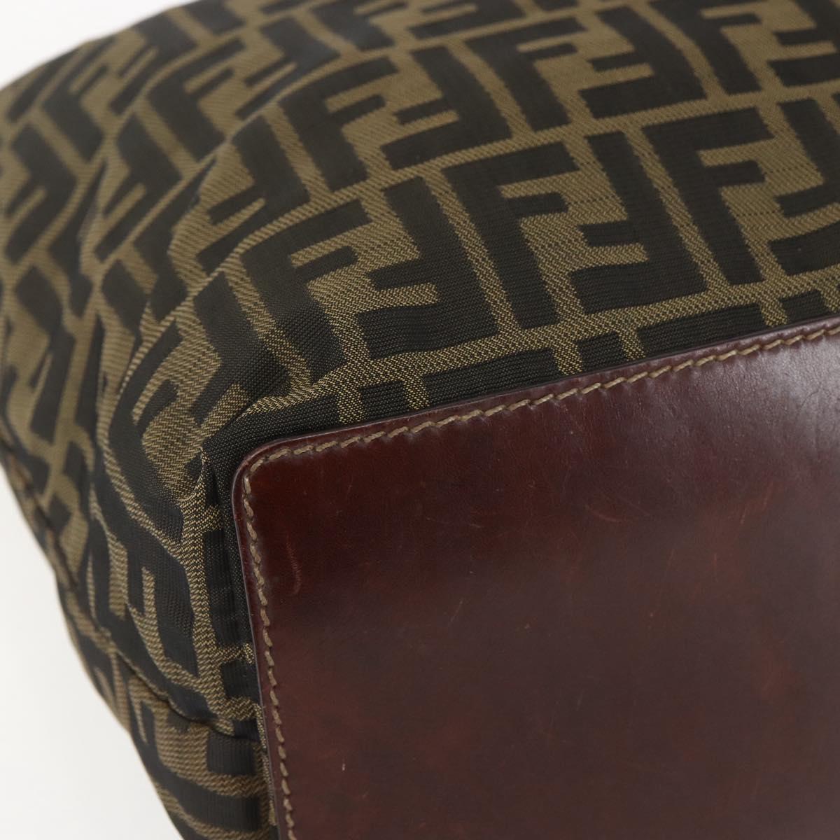 FENDI Zucca Canvas Tote Bag Black Brown Auth am10121