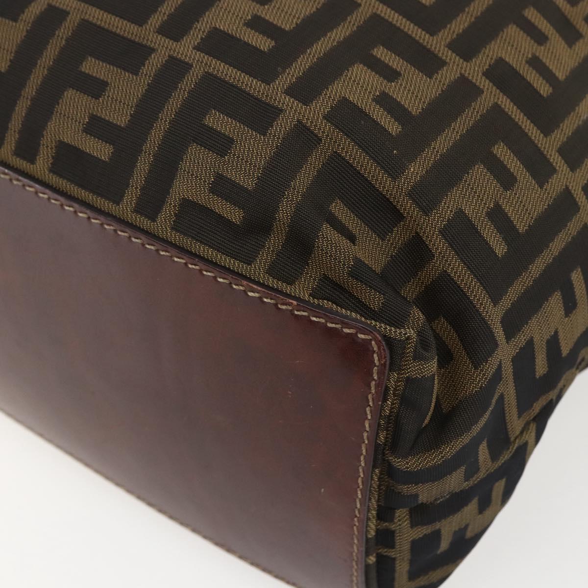 FENDI Zucca Canvas Tote Bag Black Brown Auth am10121