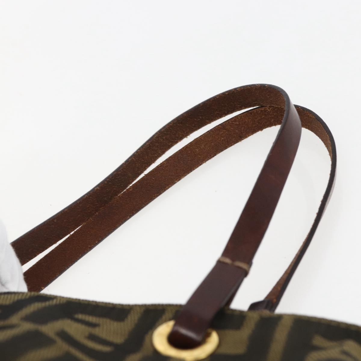 FENDI Zucca Canvas Tote Bag Black Brown Auth am10121