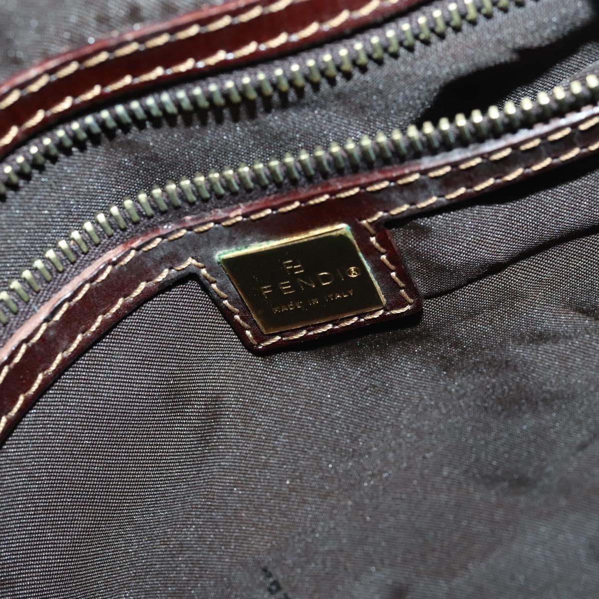 FENDI Zucchino Canvas Boston Bag Brown Gold Auth am10122