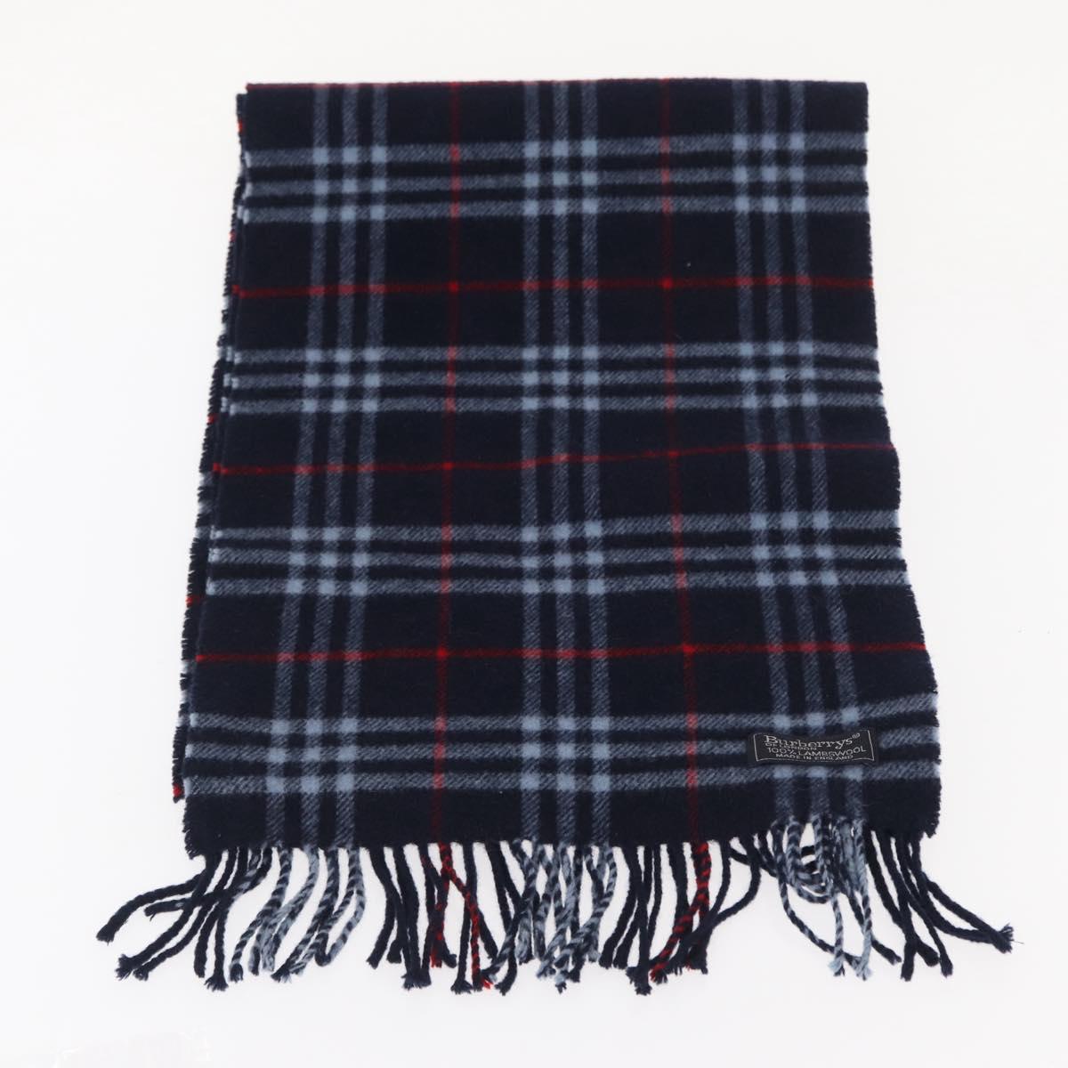 Burberrys Nova Check Scarf Wool Navy Auth am10123
