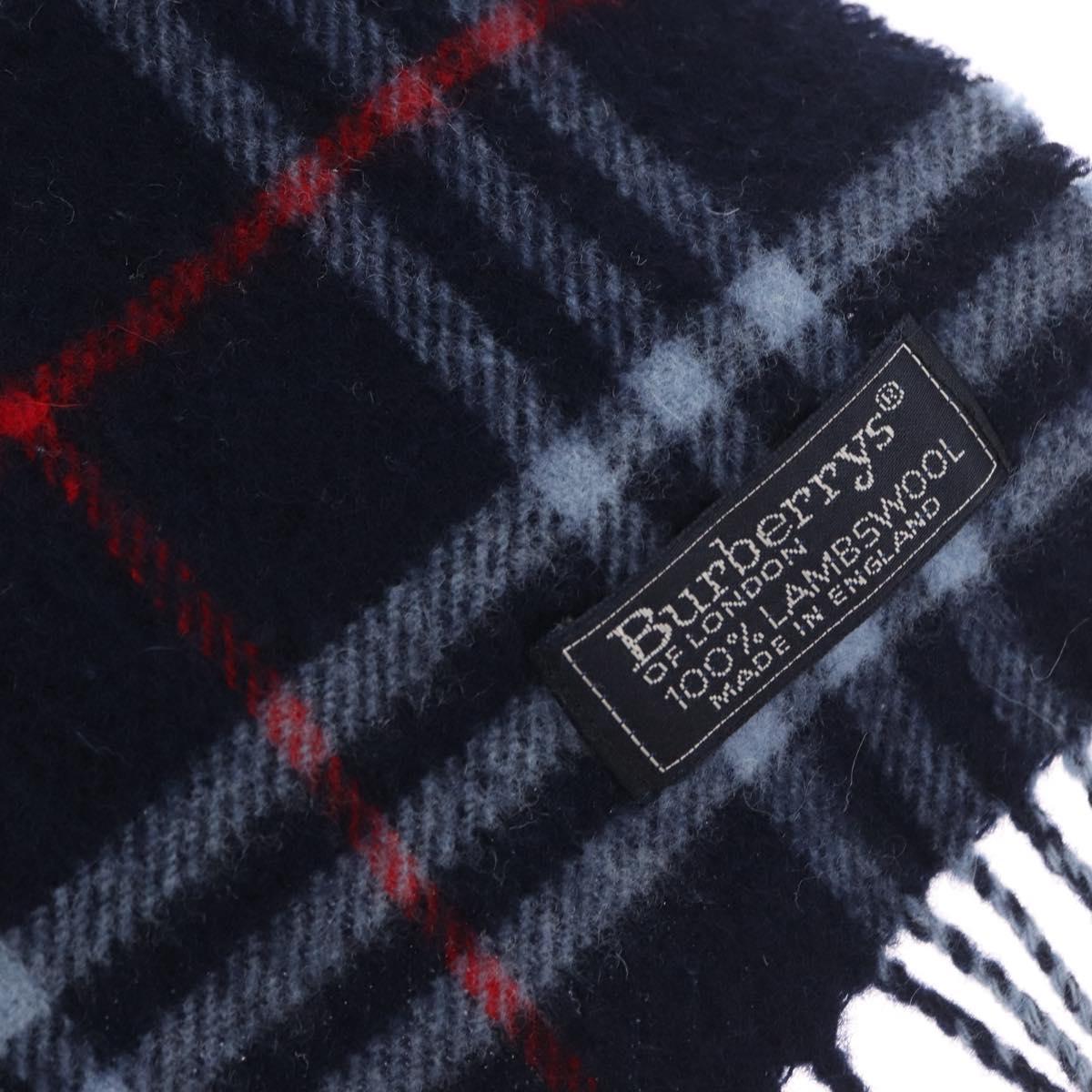 Burberrys Nova Check Scarf Wool Navy Auth am10123