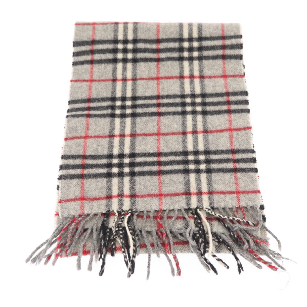 Burberrys Nova Check Scarf Wool Gray Auth am10135