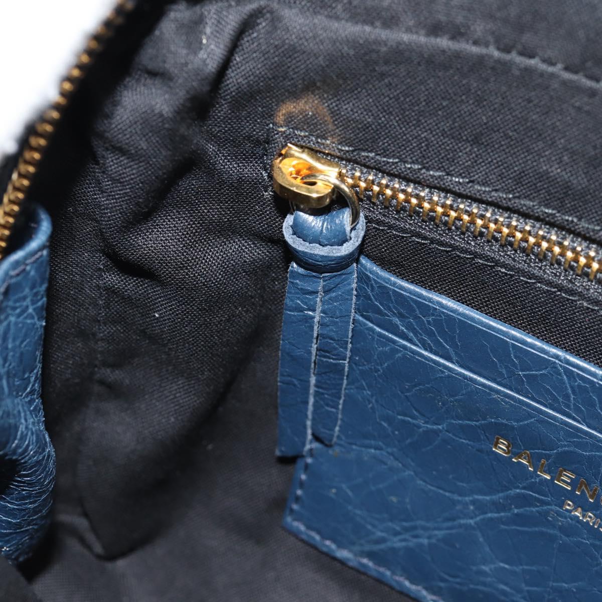 BALENCIAGA Classic Reporter Shoulder Bag Leather Navy Gold 488795 Auth am10138V