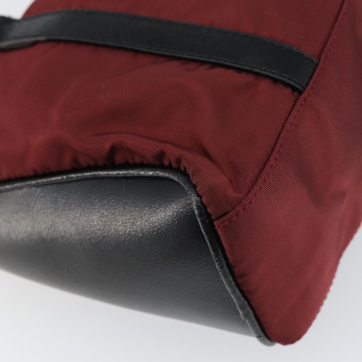 PRADA Hand Bag Nylon Bordeaux Silver Auth am10143