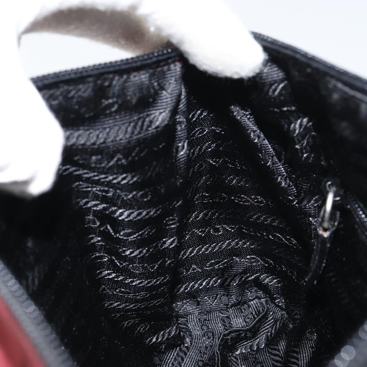 PRADA Hand Bag Nylon Bordeaux Silver Auth am10143