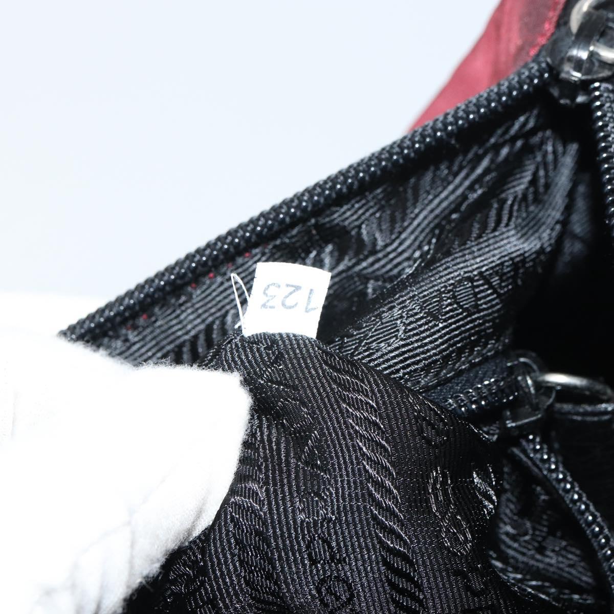 PRADA Hand Bag Nylon Bordeaux Silver Auth am10143