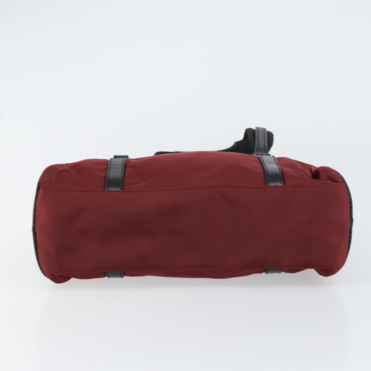 PRADA Hand Bag Nylon Bordeaux Silver Auth am10143