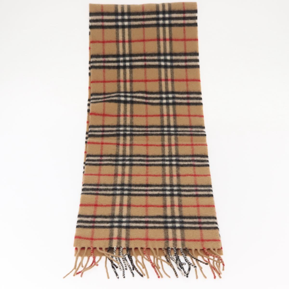 Burberrys Nova Check Scarf Wool Beige Auth am10148