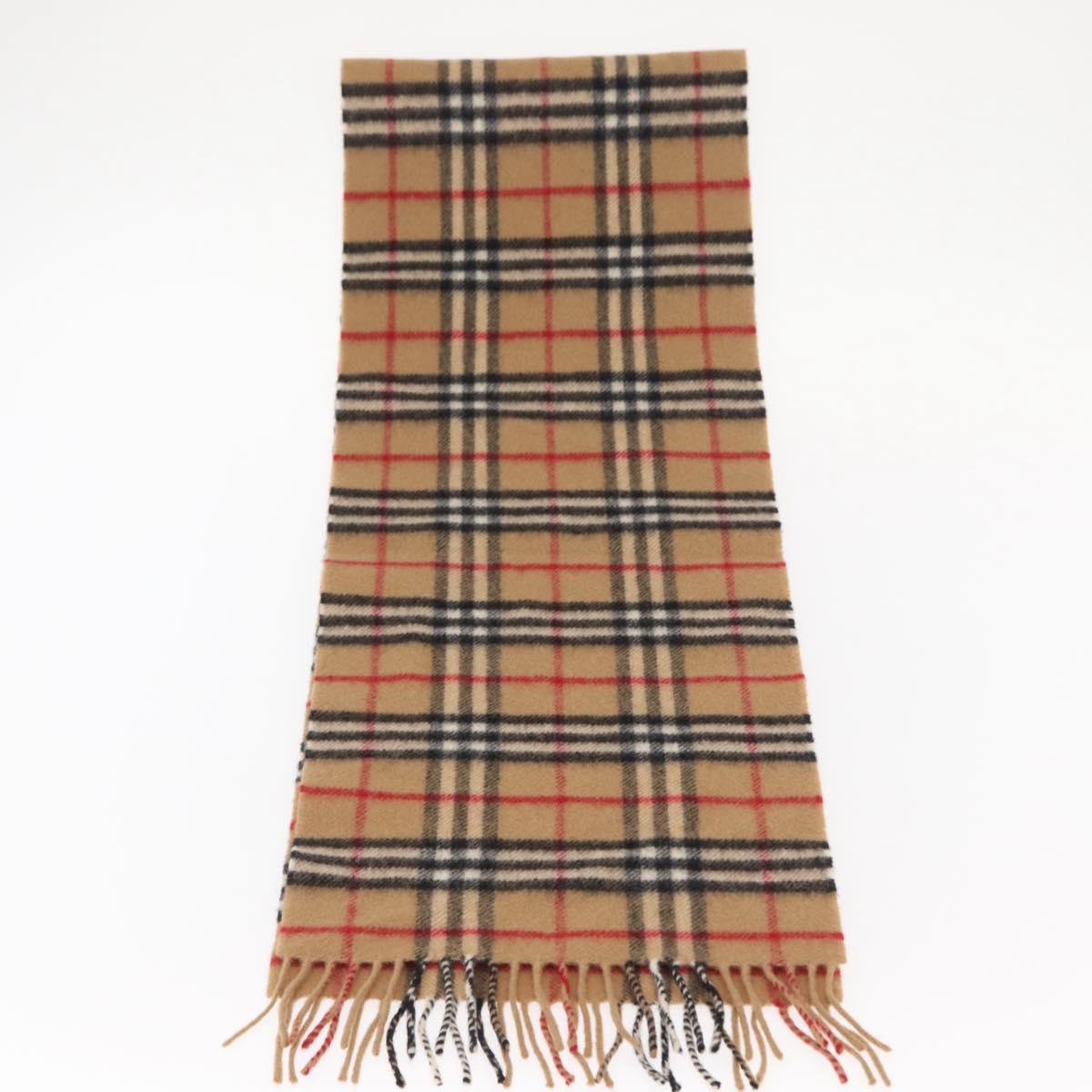 Burberrys Nova Check Scarf Wool Beige Auth am10148